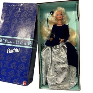 1995 Avon Winter Velvet Barbie Doll Collectible Holiday Vintage